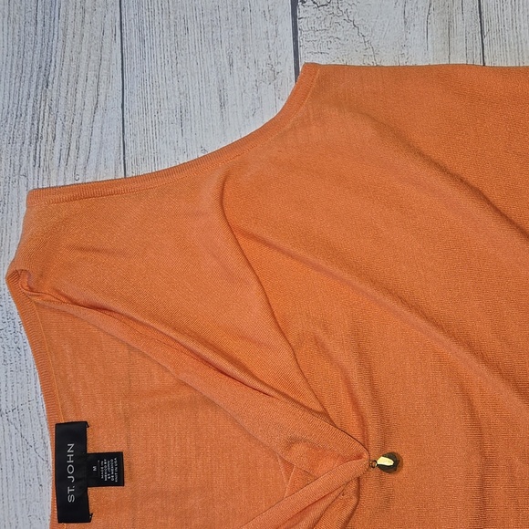 St. John Women's Wool Blend Sleeveless Blouse Orange Size M - Picture 4 of 11